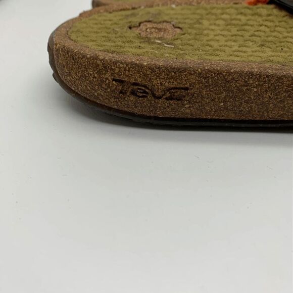 Teva Flip Flop Upper‎ Leather Women's Brown Orange Sandals Size 9.5 - Picture 2 of 5